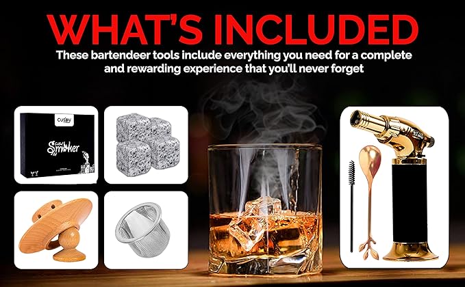 Cuspy Cocktail Smoker Kit with Torch – 6 Flavor Wood Chips