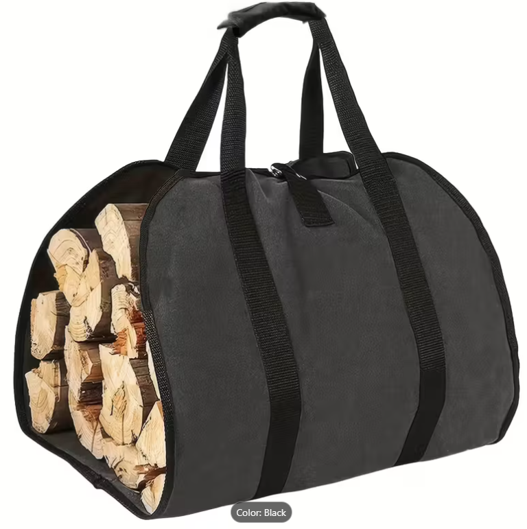 Black Canvas Log Carrier